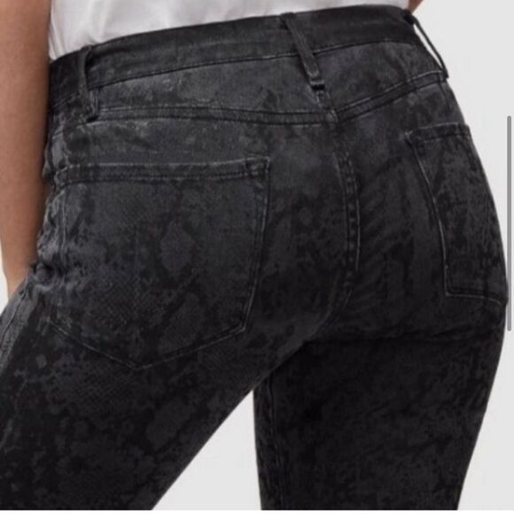 Frame Denim- Le Skinny de Jeanne in Tonal Python Black & Grey Print- Size 27 - Picture 1 of 11